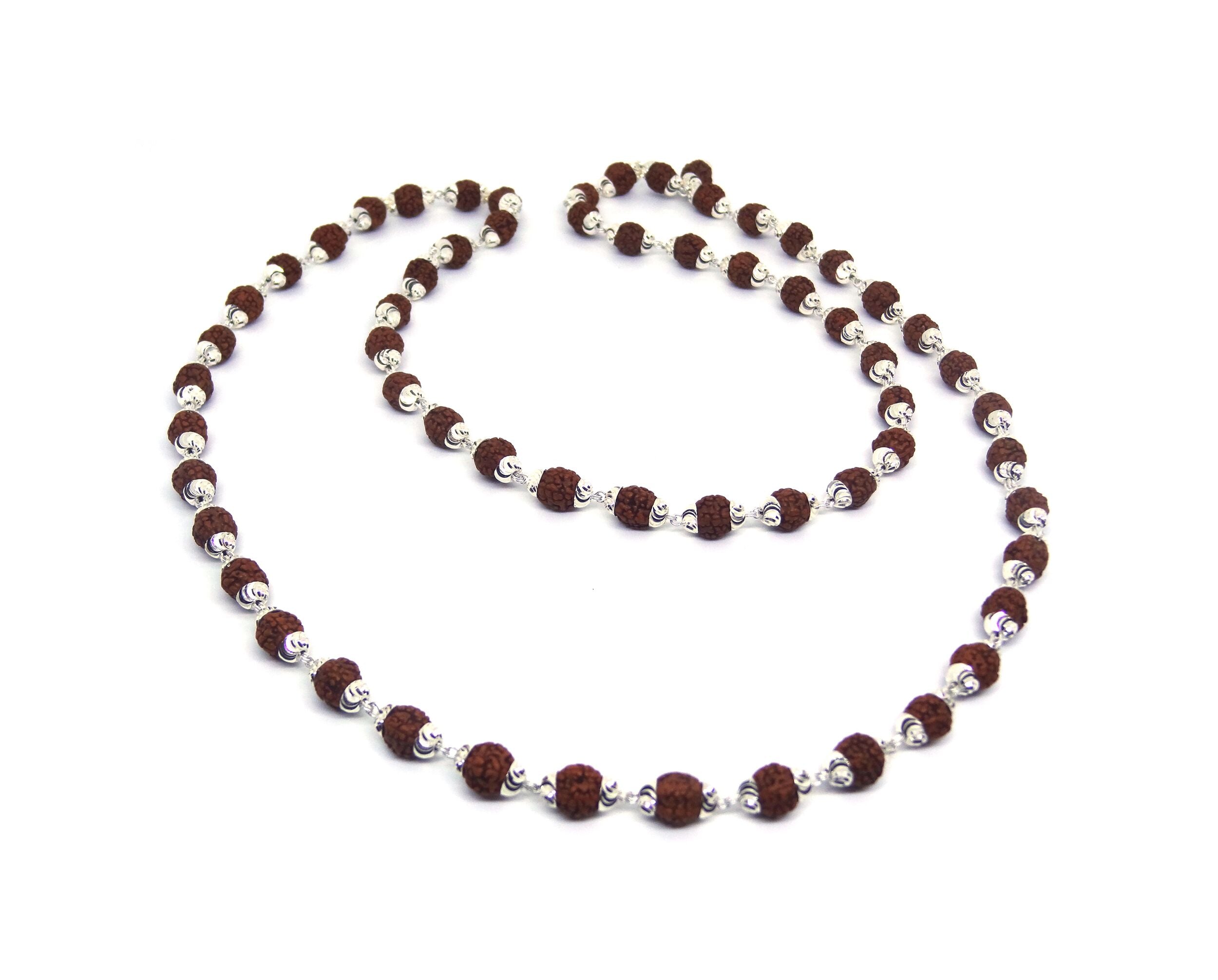 5 Mukhi Rudraksha Mala In Silver