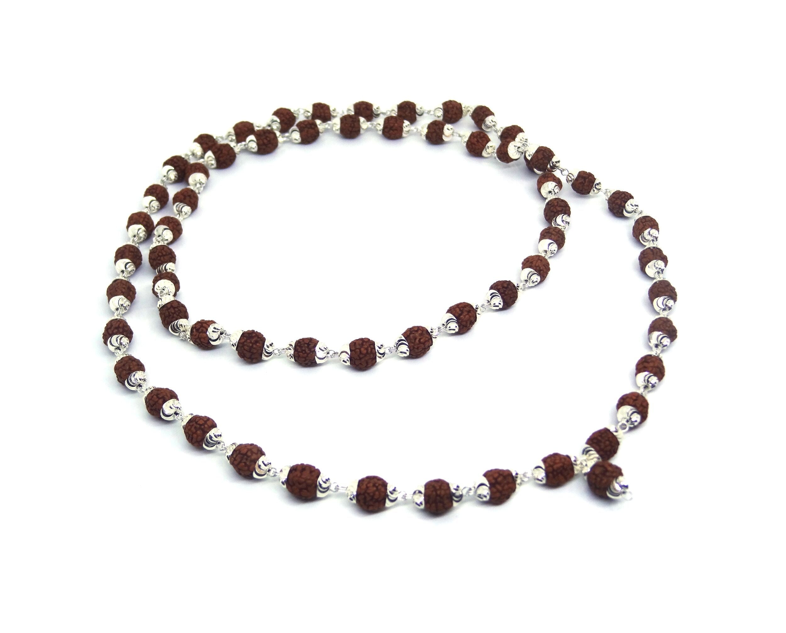 5 Mukhi Rudraksha Mala In Silver