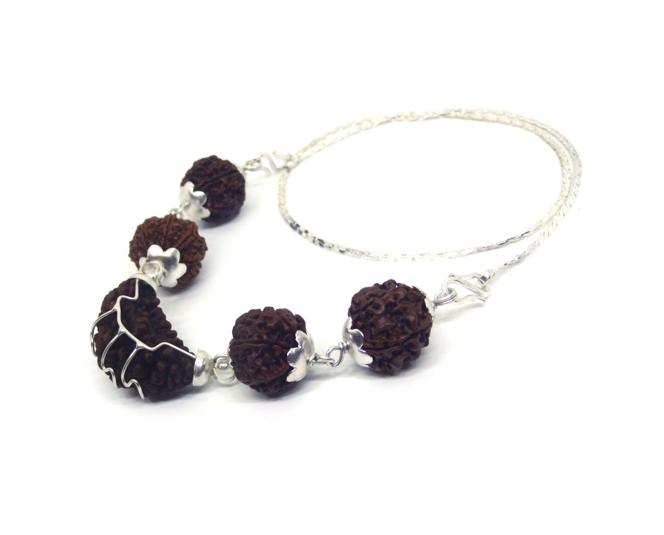 1 Face with 5 , 6, 7 ,8 Mukhi Rudraksha Kavach in Silver